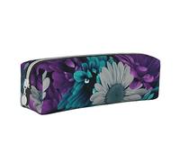 FZGGWYHL viola e verde acqua fiori stampati in pelle penna caso portatile cancelleria borsa di stoccaggio matita Pouch, bianco, Taglia unica, Portamonete