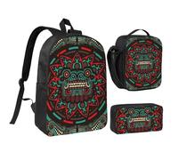FZGGWYHL Zainetto con stampa totem del dragone del giorno dei morti e teschi, set di tre pezzi - zaino, astuccio, borsa per il pranzo, Nero , Taglia unica, Zaino casual