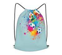 FZGGWYHL Zaino casual con tracolla con coulisse stampata con calcio colorato, Nero , S