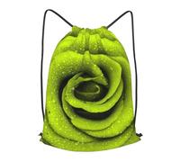 FZGGWYHL Zaino casual con tracolla con coulisse stampata con rosa verde, Nero , M