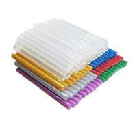 FZGUSYAF 120 Bastoni di Colla a Caldo 7x100mm, 60 Trasparenti e 60 Glitterato per 7mm Pistola per Colla a Caldo - 7 Colori Popolari