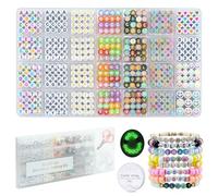 FZIIVQU 1400 Pezzi Perline Lettere per Braccialetti, 4x7 mm Rotondo Lettere, Braccialetti con Cuore Numero Perline Fai Da Te Gioielli Regalo