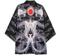 FZKun Cardigan kimono giapponese da uomo e donna, stile vintage con drago stampato in 3D, camicia kimono accappatoio cardigan yukata noragi Happi Coat, # 3, 5X-Large