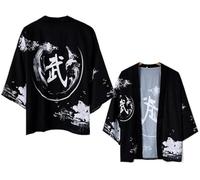 FZKun Cardigan kimono giapponese da uomo e donna, stile vintage con drago stampato in 3D, camicia kimono accappatoio cardigan yukata noragi Happi Coat, # 7, L