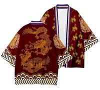 FZKun Cardigan kimono giapponese da uomo e donna, stile vintage con drago stampato in 3D, camicia kimono accappatoio cardigan yukata noragi Happi Coat, # 11, XL