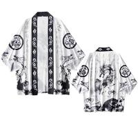 FZKun Cardigan kimono giapponese da uomo e donna, stile vintage con drago stampato in 3D, camicia kimono accappatoio cardigan yukata noragi Happi Coat, # 9, M