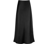 FZKun Gonna Lunga In Satin Da Donna - Gonna Estiva Elegante E Fluida In Tinta Unita Vita Alta Elastica Linea A Gonna Sirena Modesta Gonne Da Lavoro Classiche (L,Nero)