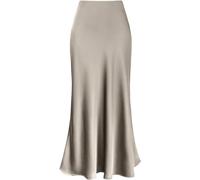 FZKun Gonna Lunga in Satin da Donna - Gonna Estiva Elegante E Fluida in Tinta Unita Vita Alta Elastica Linea A Gonna Sirena Modesta Gonne da Lavoro Classiche (XXL,Champagne)