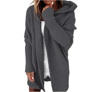 FZKun Pullover da donna a tinta unita con maniche a pipistrello patchwork aperto pullover a collo alto pullover donna inverno, Grigio scuro, XL
