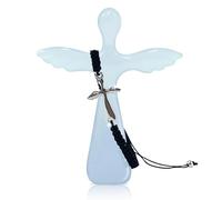 FZkuozougedd Set regalo con braccialetto con croce di angelo, cristiano in piedi con angelo in cristallo, braccialetto con croce sacra con biglietto di auguri, decorazione per la casa, preghiera