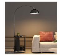 FZL02068LM Lampada da Terra Lampada da terra con tavolo e cassetti, lampada in legno massello lampadina a LED, palo alto for camera letto, ufficio Piantana(Nero)