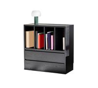FZL02068LM Libreria minimalista da terra in legno con credenza multifunzionale Home nera a doppio cassetto