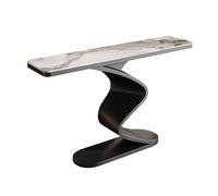 FZL02068LM Mobile Consolle in finto marmo, tavolo da ingresso moderno, tavolo da ingresso unico, tavolo dietro il divano, tavolino decorativo for soggiorno, ingresso stoccaggio(Nero,Grande)