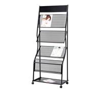 FZL02068LM Portariviste Portariviste da Terra, con Ruote in Ferro a 4 Strati, Espositore for Brochure for la Visualizzazione di o Documenti Decorativo(Nero)