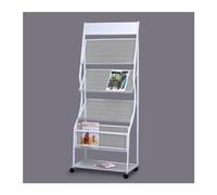 FZL02068LM Portariviste Portariviste da Terra, con Ruote in Ferro a 4 Strati, Espositore for Brochure for la Visualizzazione di o Documenti Decorativo(Bianco)