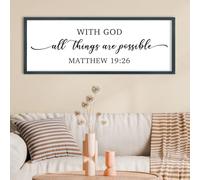 FZMHASLWW Decorazione da parete Dio 101,6 x 38,1 cm Nero | With God All Things Are Possible, God Is Within Her She Will Not Fall, Matteo 19:26 Segno, Versetto della Bibbia
