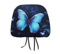 FZMTLDS 2 coprisedili antipolvere per poggiatesta auto, motivo con farfalle, colore blu, per poggiatesta auto, furgoni, camion