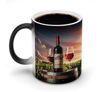 FZMTLDS Barile di vino in legno su bottiglia di vino tazza da caffè in ceramica divertente cambiacolore tazze novità tazza di scolorimento sensibile al calore tazze da caffè tazza da tè magica regali
