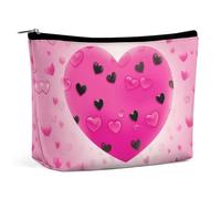 FZMTLDS Beauty case da donna, beauty case con cuore e scritta "Love", organizer per trucchi, con cerniera, stile unico, taglia unica