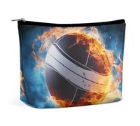 FZMTLDS Beauty case da donna, borsa per cosmetici con ghiaccio e fuoco, pallavolo, trousse organizer per trucchi con cerniera, stile, taglia unica