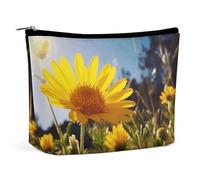 FZMTLDS Beauty case da donna con fiore giallo sotto il sole, borsa da toilette organizer per trucchi con cerniera, stile, taglia unica