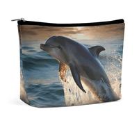 FZMTLDS Beauty case da donna con grazioso delfino, organizer per trucchi con cerniera, stile unico, taglia unica