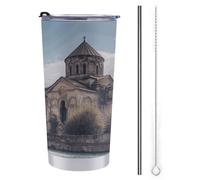 FZMTLDS Bicchiere da chiesa armena da 590 ml, in acciaio inox, con manico, a prova di perdite, grande capacità, tazza da viaggio, tazza da caffè, idea regalo per donne e uomini
