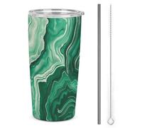 FZMTLDS Bicchiere d'inchiostro verde e bianco a prova di perdite, grande capacità, bottiglie d'acqua in acciaio inox con manico tazza da caffè isolata tazza da viaggio regali per donne uomini