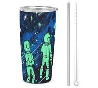 FZMTLDS Bicchiere fluorescente al buio, a prova di perdite, grande capacità, in acciaio inox, con manico, tazza da caffè isolata, regalo per donne e uomini