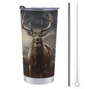 FZMTLDS Bicchiere per la stagione di caccia al cervo, da 590 ml, in acciaio inossidabile, con manico, a prova di perdite, grande capacità, tazza da viaggio, tazza da caffè isolata, regalo per donne e