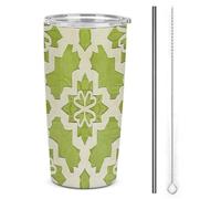 FZMTLDS Bicchiere verde lime e bianco a prova di perdite, grande capacità, bottiglie d'acqua in acciaio inossidabile con manico tazza da caffè isolata tazza da viaggio regali per donne uomini