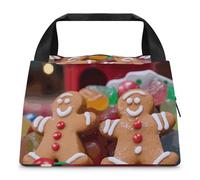 FZMTLDS Borsa per il pranzo a forma di omino di pan di zenzero per le donne borsa termica per il pranzo di grande capacità