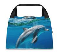 FZMTLDS Borsa per il pranzo con delfino che nuota in blu Sea Lunch Box per le donne borsa termica per il pranzo di grande capacità borsa termica per il pranzo