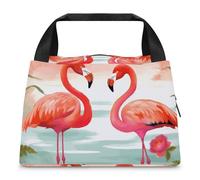 FZMTLDS Borsa per il pranzo con due fenicotteri rossi per le donne borsa termica per il pranzo di grande capacità borsa per il pranzo borsa termica per il pranzo