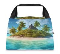 FZMTLDS Borsa per il pranzo Tropical Island Lunch Box per le donne Borsa termica per il pranzo di grande capacità Borsa termica per il pranzo