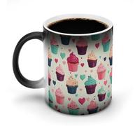 FZMTLDS Cupcake Candy Hearts Sweet Ceramic Tazza da caffè divertente cambiacolore tazze novità tazza di scolorimento sensibile al calore tazze da caffè tazza da tè magica regali per compleanno uomini