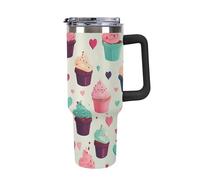FZMTLDS Cupcake Candy Hearts Sweet Tumbler 1,18 once a prova di perdite grande capacità auto tazza in acciaio inox bottiglie d'acqua con manico isolato tazza da caffè tazza da viaggio regalo per donne