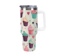 FZMTLDS Cupcake Candy Hearts Sweet Tumbler 1,18 once a prova di perdite grande capacità auto tazza in acciaio inox bottiglie d'acqua con manico isolato tazza da caffè tazza da viaggio regalo per donne