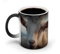 FZMTLDS Docile Goat - Tazza da caffè in ceramica divertente che cambia colore, tazza da caffè sensibile al calore, tazza da tè magica, regalo per compleanno, uomo e donna