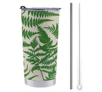 FZMTLDS Felce verde pianta tumbler 59 ml bottiglie d'acqua in acciaio inox con manico a prova di perdite grande capacità tazza auto tazza da viaggio tazza da caffè isolata regalo per donne uomini