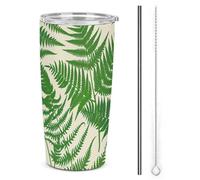 FZMTLDS Felce Verde Pianta Tumbler a prova di perdite Grande Capacità Tazza Auto Bottiglie d'acqua in acciaio inox con manico Tazza da caffè isolata Tazza da viaggio Regali per donne uomini