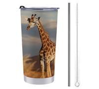 FZMTLDS Giraffe Animals Of Africa Tumbler 590 ml Bottiglie d'acqua in acciaio inox con manico a prova di perdite Grande capacità Tazza da auto Tazza da viaggio Tazza da caffè isolata Regali per donne