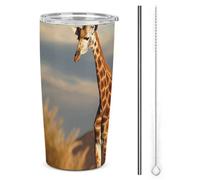 FZMTLDS Giraffe Animals Of Africa Tumbler a prova di perdite Tazza per auto di grande capacità Bottiglie d'acqua in acciaio inossidabile con manico Tazza da caffè isolata Tazza da viaggio Regali per