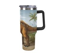 FZMTLDS Jurassic Period Dinosaur Tumbler 1,18 oz a prova di perdite grande capacità auto tazza in acciaio inox bottiglie d'acqua con manico tazza da caffè isolata tazza da viaggio regalo per donne