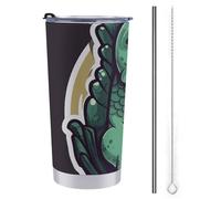 FZMTLDS Little Green Dragon's Egg Tumbler 590 ml Bottiglie d'acqua in acciaio inox con manico a prova di perdite grande capacità tazza da auto tazza da viaggio tazza da caffè isolata regalo per donne