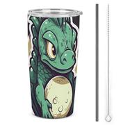FZMTLDS Little Green Dragon's Egg Tumbler a prova di perdite, grande capacità, bottiglie d'acqua in acciaio inox con manico tazza da caffè isolata tazza da viaggio regalo per donne uomini