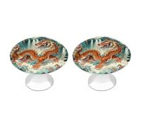 FZMTLDS Longhu Mountain Waterfall, China Cabinet Knobs 2 Pack Round Kitchen Drawer Pull Cute Pattern Dresser Knobs Stainless Steel Drawer Handle Cabinet Hardware Maniglie per armadio