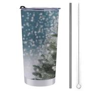 FZMTLDS Merry Christmas Pine Tree Tumbler 590 ml Bottiglie d'acqua in acciaio inox con manico a prova di perdite grande capacità tazza da auto tazza da viaggio tazza da caffè isolata regalo per donne