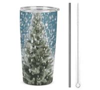 FZMTLDS Merry Christmas Pine Tree Tumbler a prova di perdite Tazza per auto di grande capacità Bottiglie d'acqua in acciaio inossidabile con manico Tazza da caffè isolata Tazza da viaggio Regali per