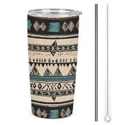 FZMTLDS Modelli nativi americani Tumbler a prova di perdite Tazza per auto di grande capacità Bottiglie d'acqua in acciaio inossidabile con manico Tazza da caffè isolata Tazza da viaggio Regali per